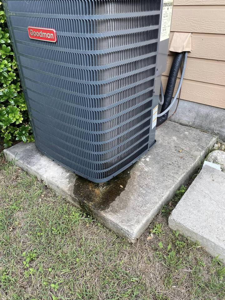 Before pressure washing: ac pad