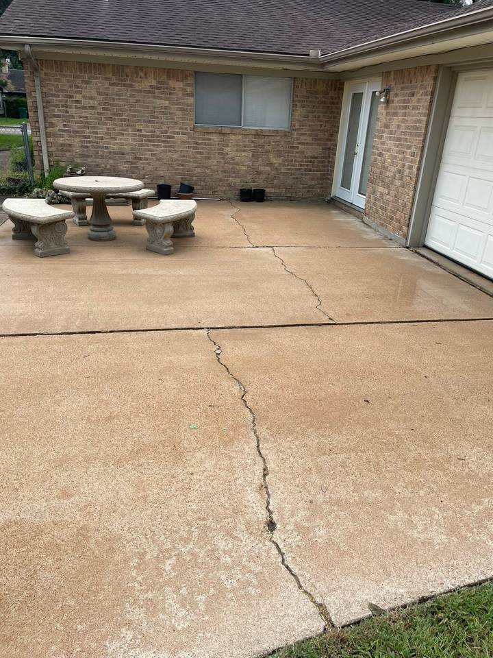 After pressure washing: back patio