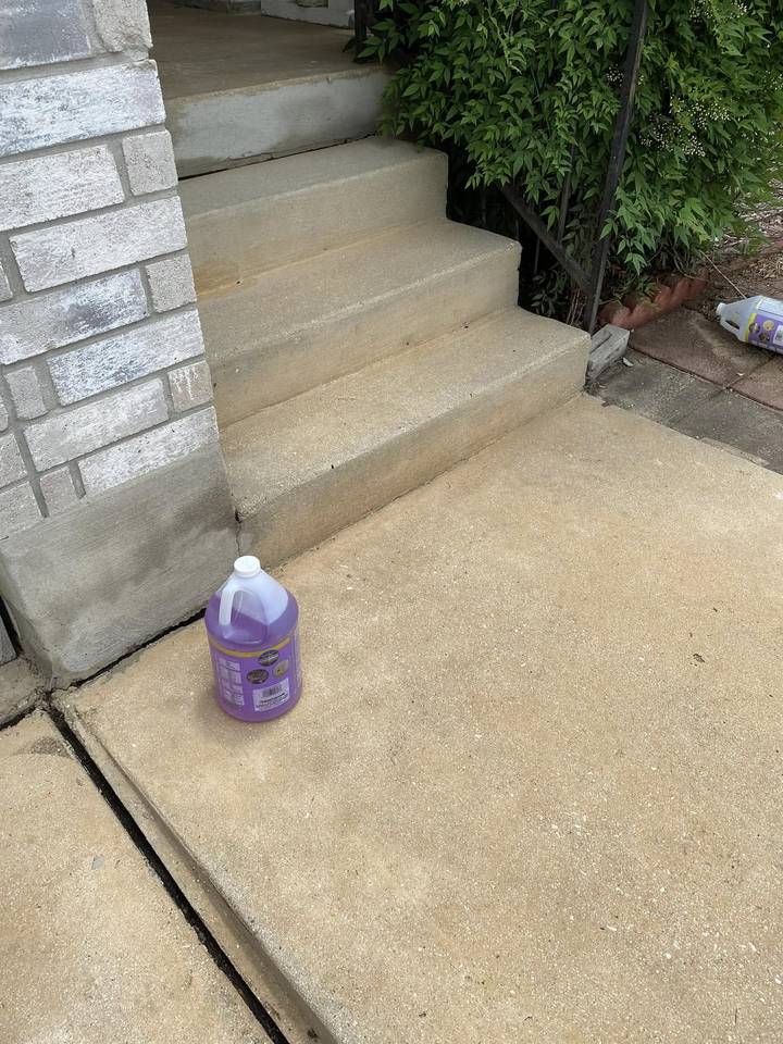 After pressure washing: front steps