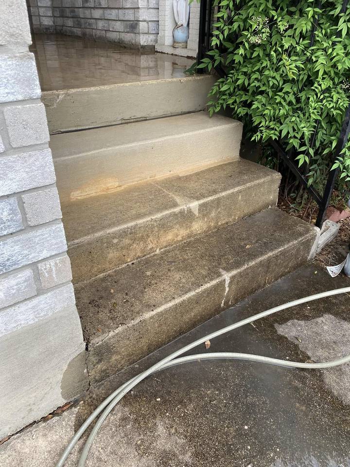 Before pressure washing: front steps